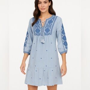 Johnny Was Workshop Boho Western Embroidered Peasant Tunic Dress XL